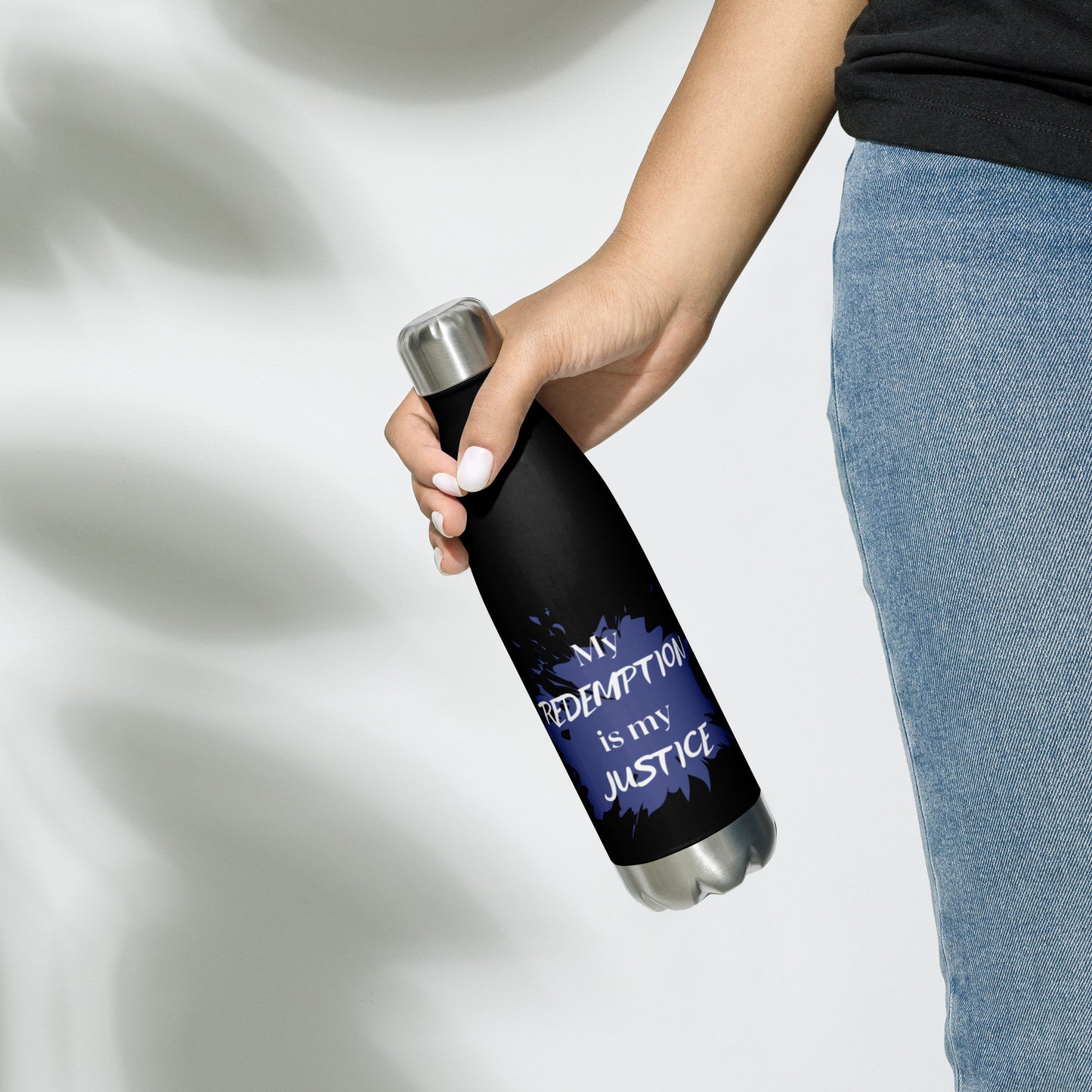 My Redemption is my Justice Water Bottle - Black