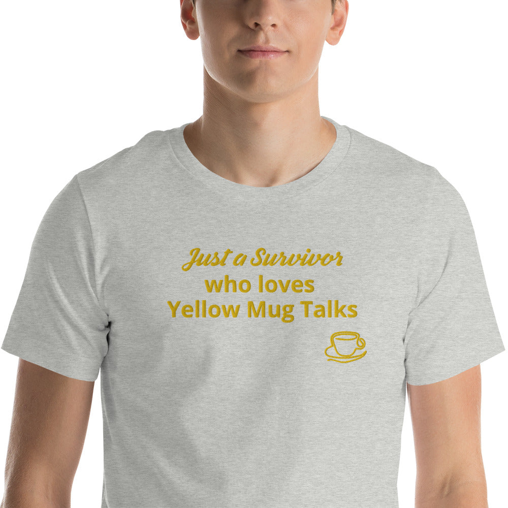 Embroidered Unisex Yellow Mug Talk T-Shirt