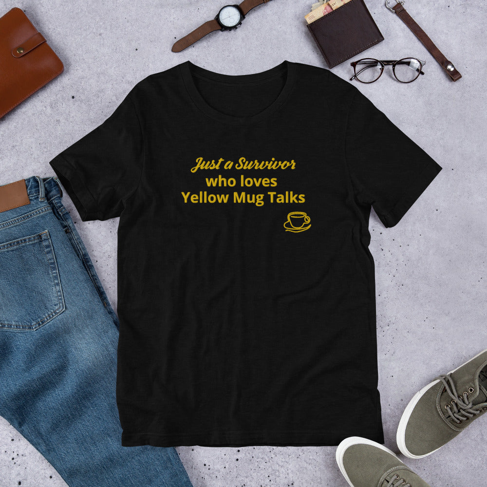 Embroidered Unisex Yellow Mug Talk T-Shirt