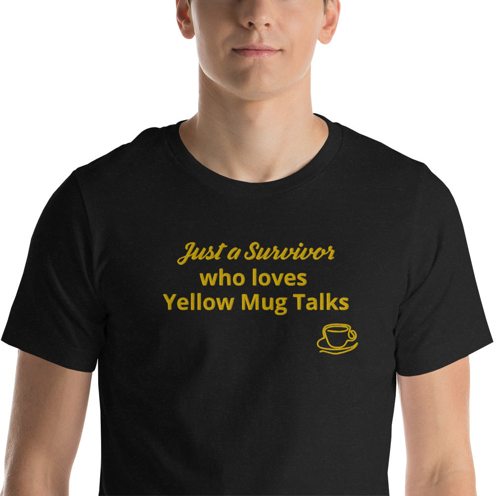 Embroidered Unisex Yellow Mug Talk T-Shirt