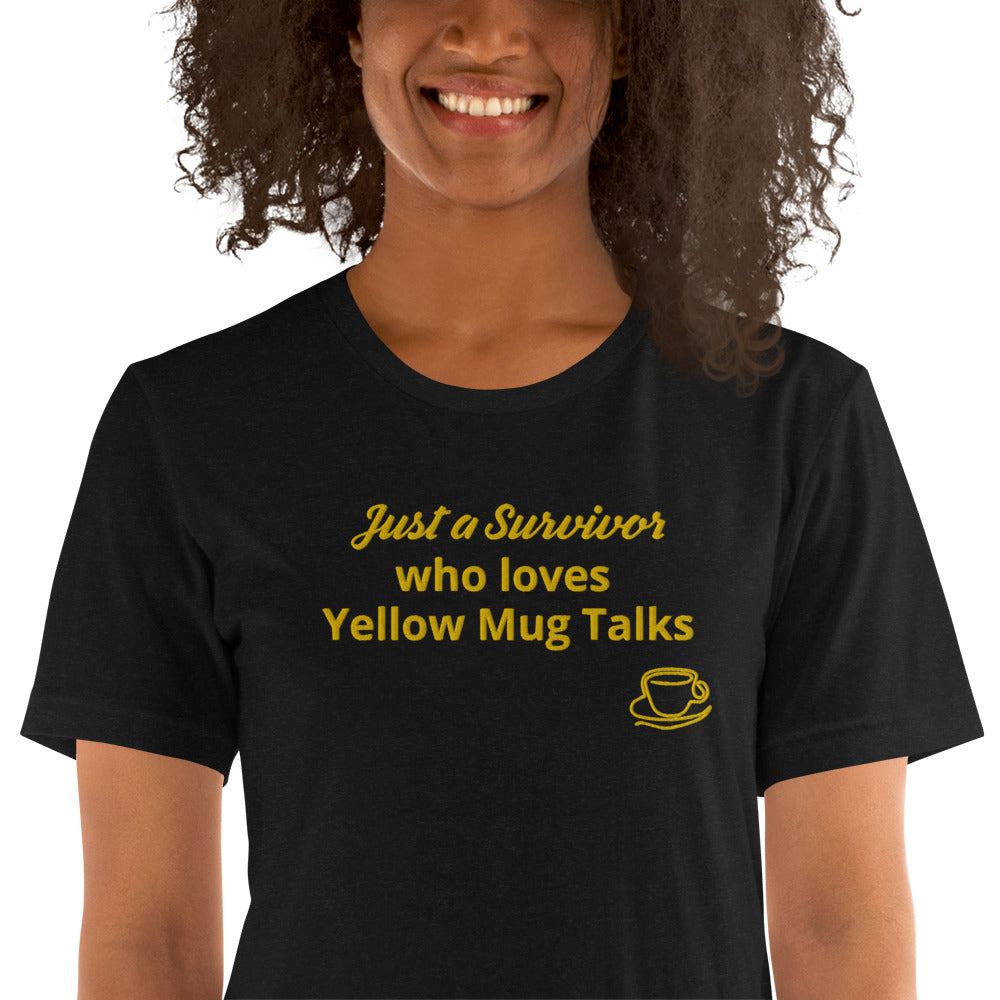 Embroidered Unisex Yellow Mug Talk T-Shirt