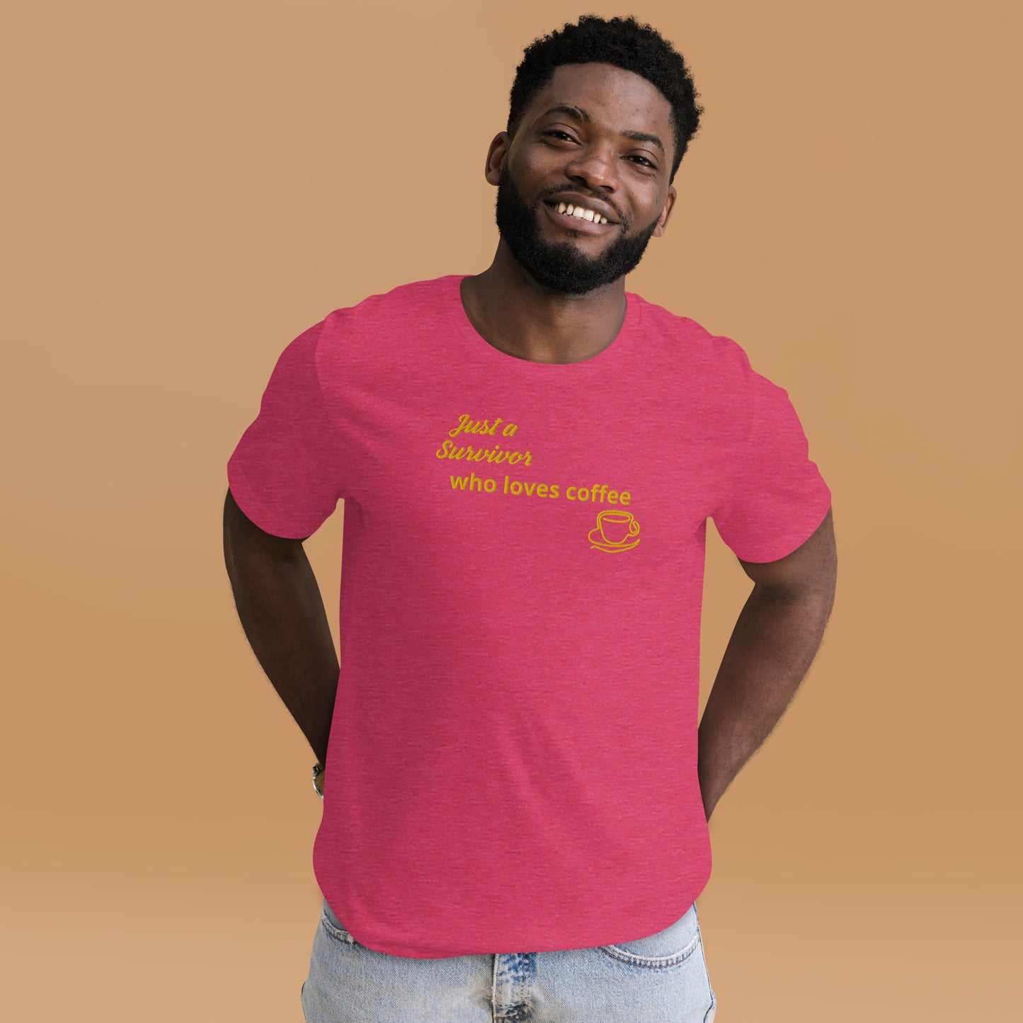 Survivor Loves Coffee Embroidered Unisex T-Shirt