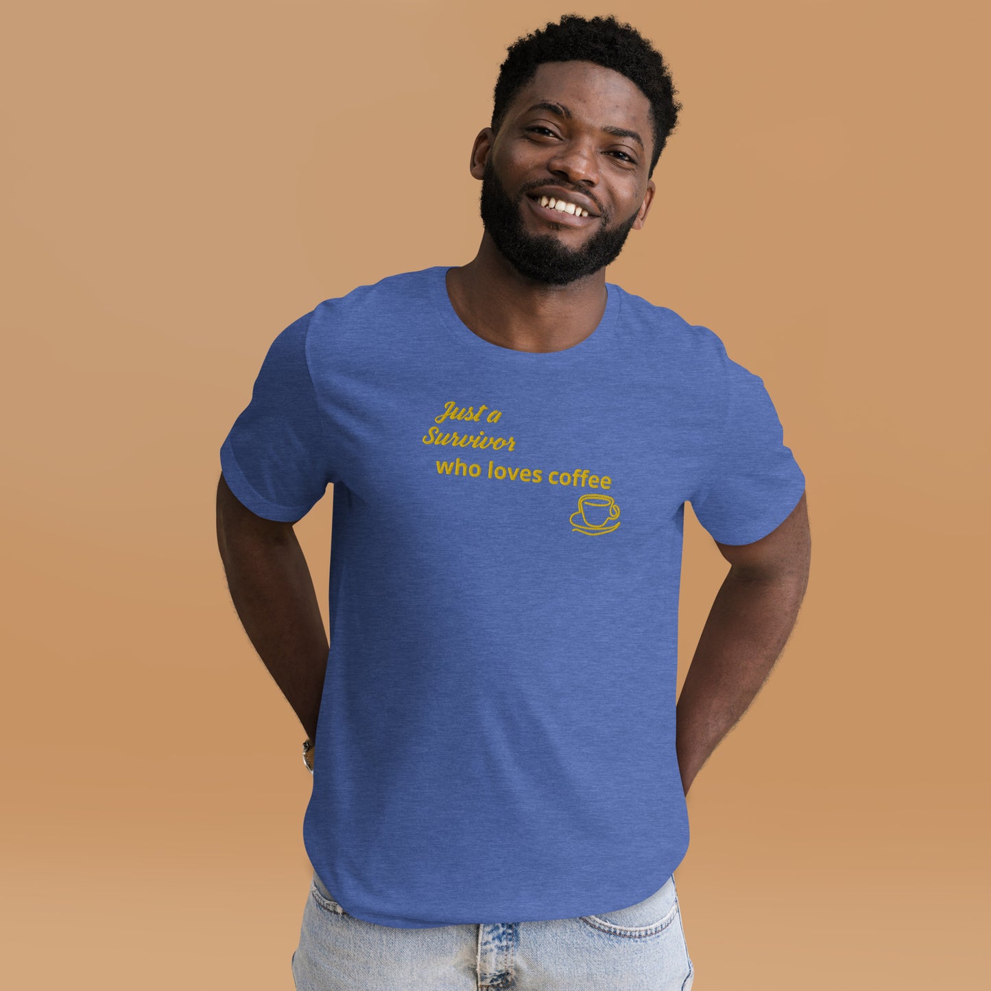 Survivor Loves Coffee Embroidered Unisex T-Shirt