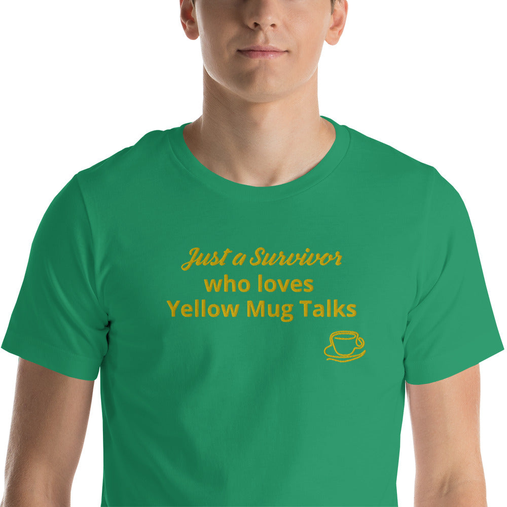 Embroidered Unisex Yellow Mug Talk T-Shirt