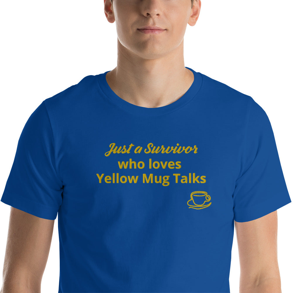 Embroidered Unisex Yellow Mug Talk T-Shirt