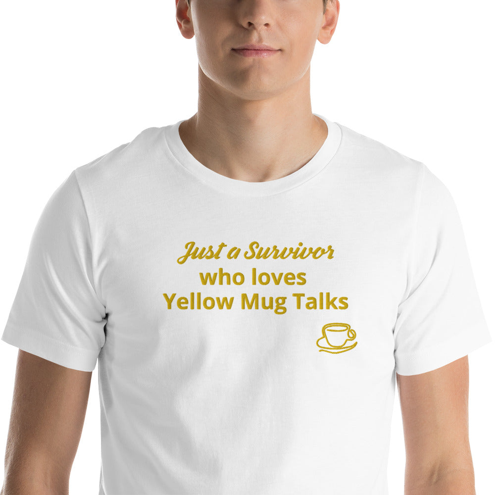 Embroidered Unisex Yellow Mug Talk T-Shirt