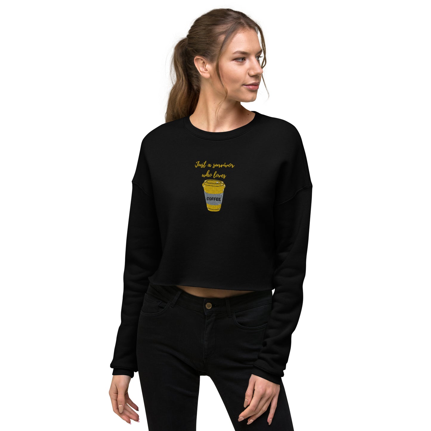 Survivor Who Loves Coffee Crop Sweatshirt