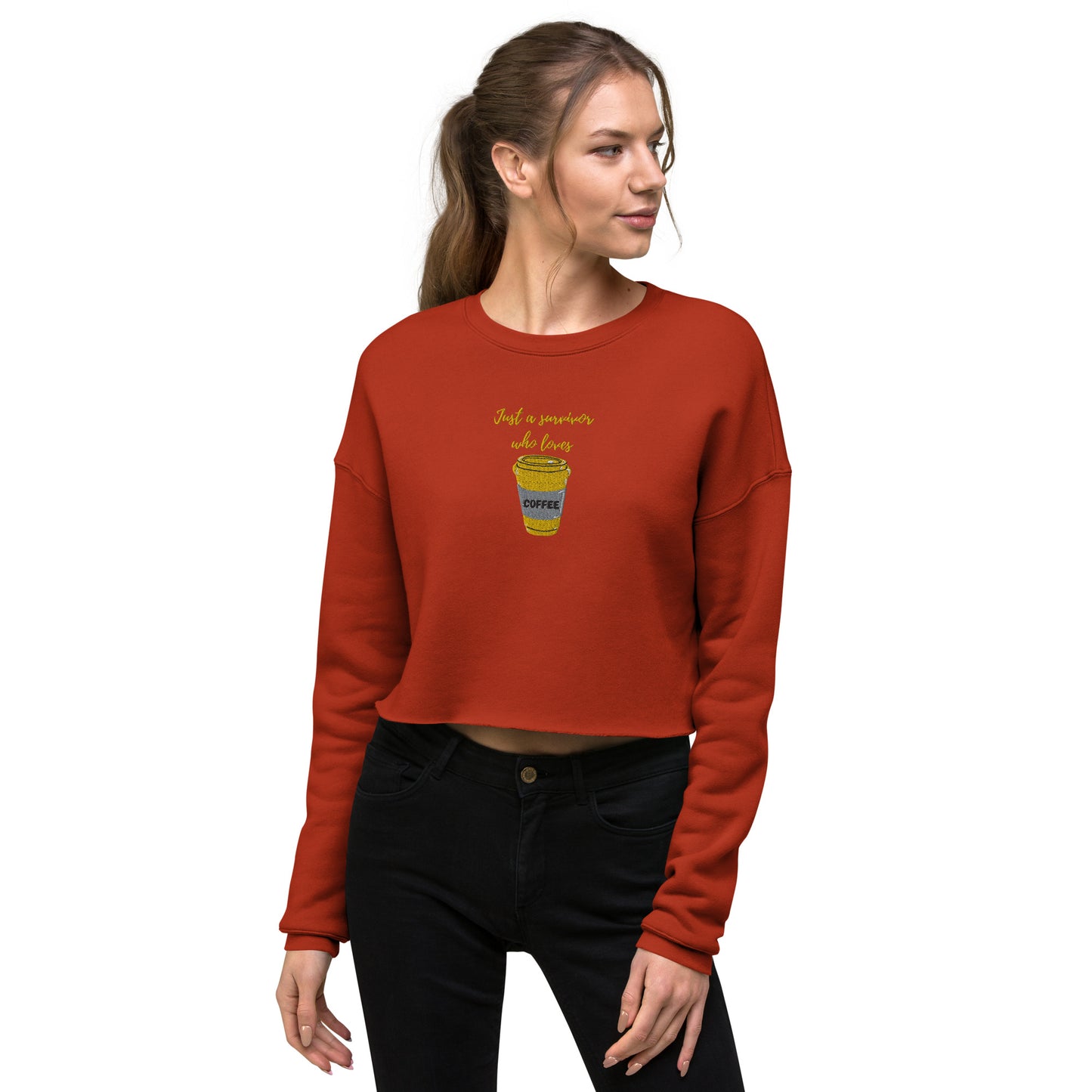 Survivor Who Loves Coffee Crop Sweatshirt